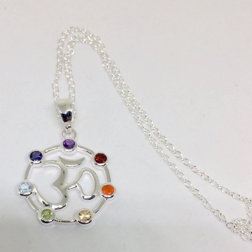 🕉🐲CHAKRA HEALING NECKLACE 🎀STERLING SILVER - Picture 2 of 7